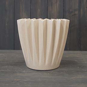 Earthy Natural Bamboo Corrugated Pot (19cm) detail page